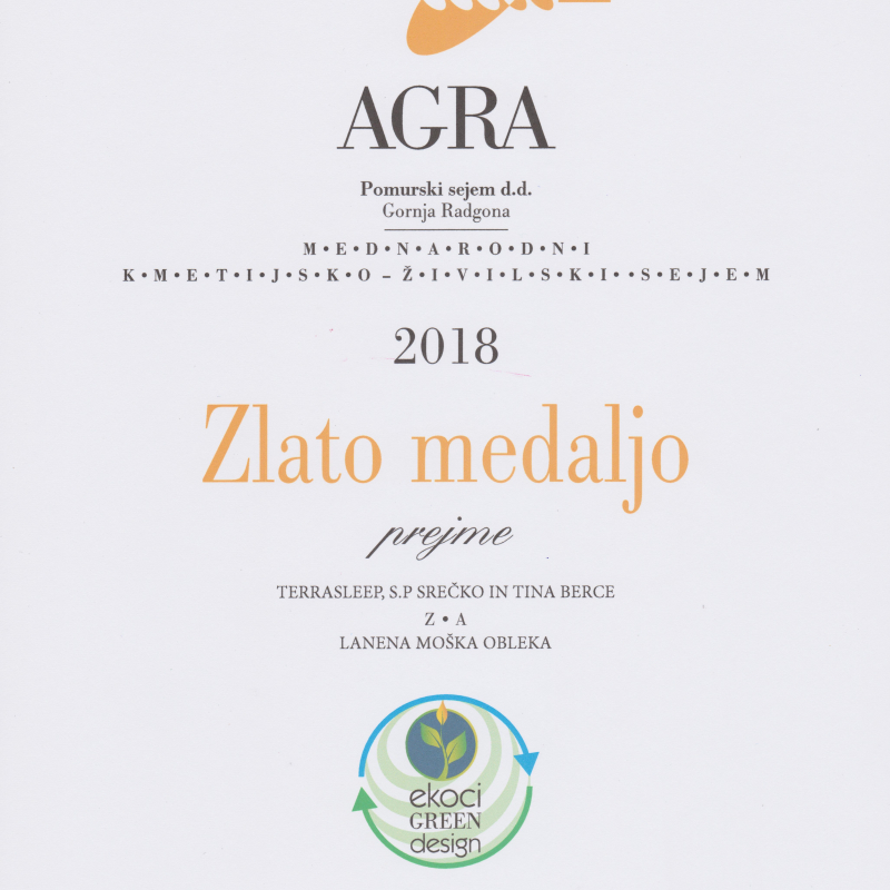 Zlata medalja AGRA2018 - moška obleka